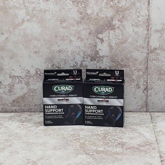 2 Curad Compression Glove Hand Support Ironman Performance Series Universal OSFM - Picture 1 of 8